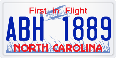 NC license plate ABH1889