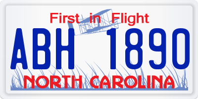 NC license plate ABH1890