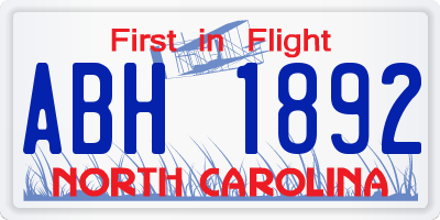 NC license plate ABH1892