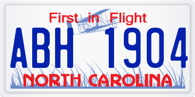 NC license plate ABH1904