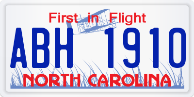 NC license plate ABH1910