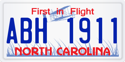 NC license plate ABH1911