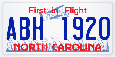 NC license plate ABH1920