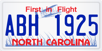 NC license plate ABH1925