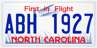 NC license plate ABH1927