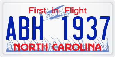 NC license plate ABH1937