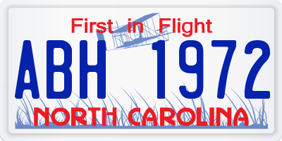 NC license plate ABH1972