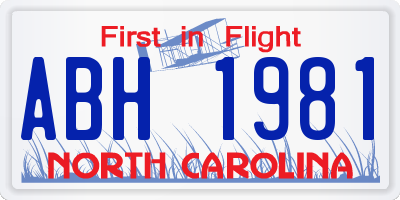 NC license plate ABH1981