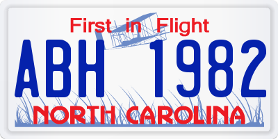 NC license plate ABH1982
