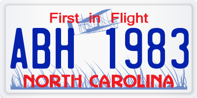 NC license plate ABH1983