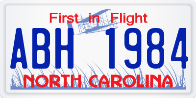 NC license plate ABH1984