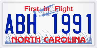 NC license plate ABH1991