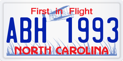 NC license plate ABH1993