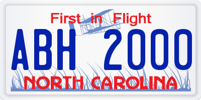NC license plate ABH2000