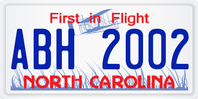 NC license plate ABH2002