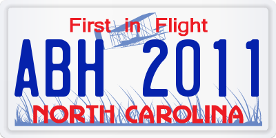 NC license plate ABH2011