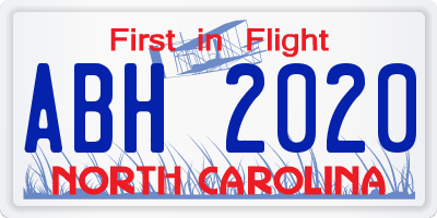 NC license plate ABH2020