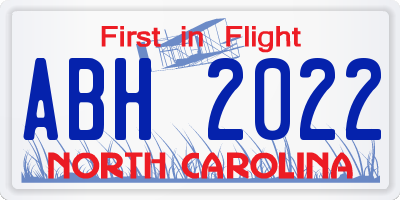 NC license plate ABH2022