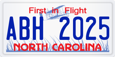 NC license plate ABH2025