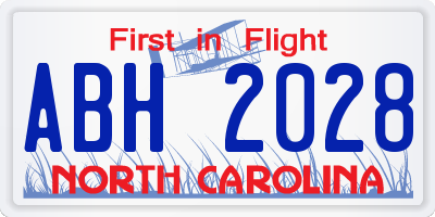 NC license plate ABH2028