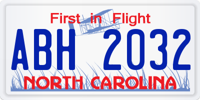 NC license plate ABH2032