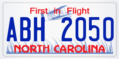 NC license plate ABH2050