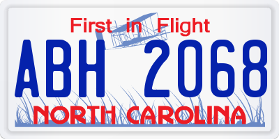 NC license plate ABH2068