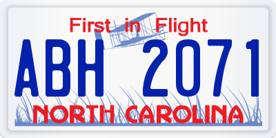 NC license plate ABH2071