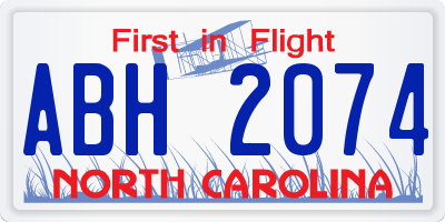 NC license plate ABH2074