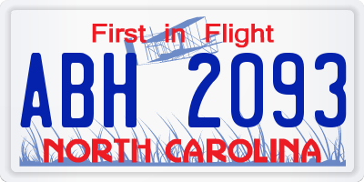NC license plate ABH2093