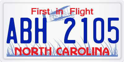 NC license plate ABH2105