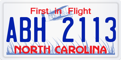 NC license plate ABH2113