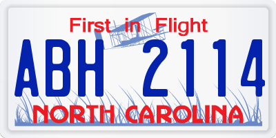 NC license plate ABH2114