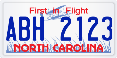 NC license plate ABH2123