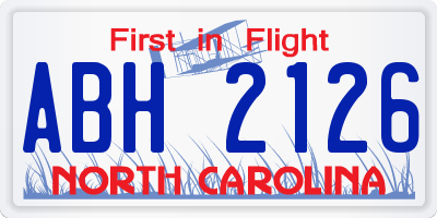 NC license plate ABH2126