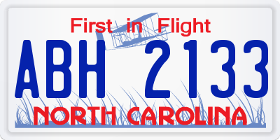 NC license plate ABH2133