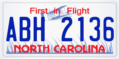 NC license plate ABH2136