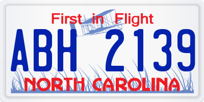 NC license plate ABH2139