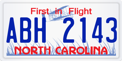 NC license plate ABH2143