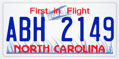 NC license plate ABH2149