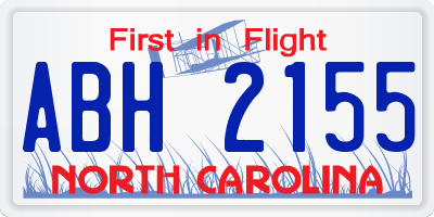 NC license plate ABH2155