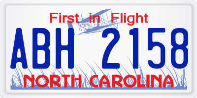 NC license plate ABH2158