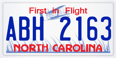 NC license plate ABH2163