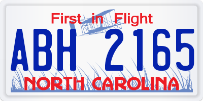 NC license plate ABH2165