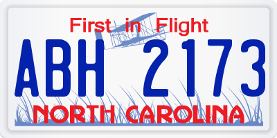 NC license plate ABH2173