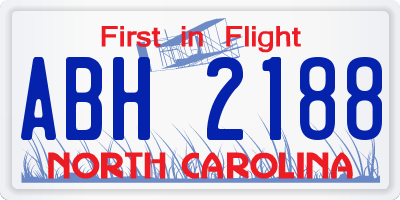 NC license plate ABH2188