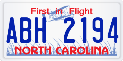 NC license plate ABH2194
