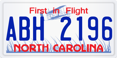 NC license plate ABH2196