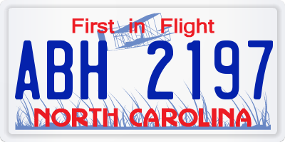 NC license plate ABH2197