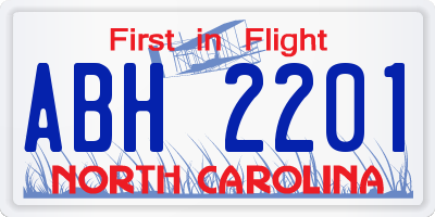 NC license plate ABH2201